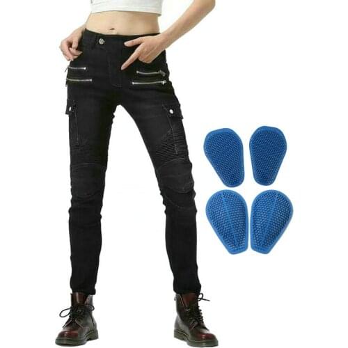 Free shhipping Loong biker female motorcycle riding trousers knight daily casual jeans for women fashion protective pants black