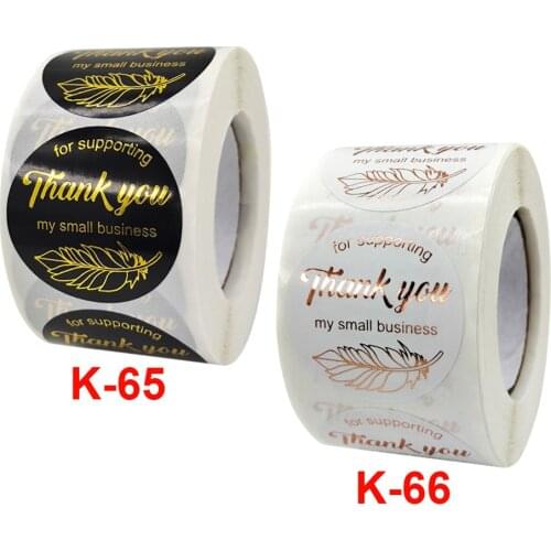 Gold stamping thank you sticker seal self adhesive roll envelope gift wedding business decoration gold stamping laser label