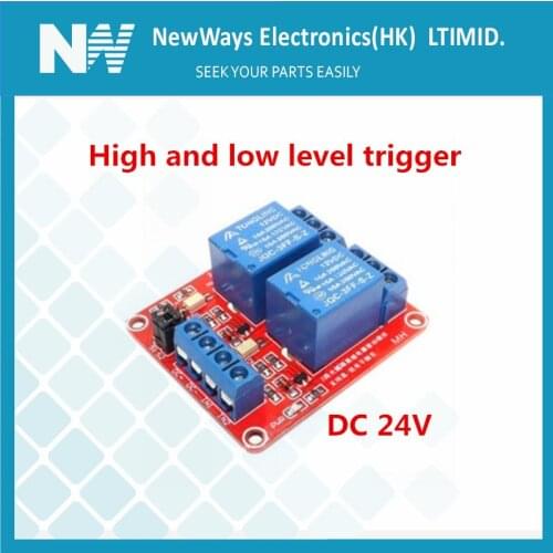 2 Channel Dc 24V Red Pcb Relay Module High And Low Level Trigger Relay Module With Optical Coupling Isolation