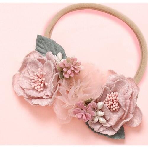 20pc/lot Boutique Flower Baby Headbands For Girls Handmade Bundle Nylon Headband Turban Baby Hairband Headdress Newborn Headwear