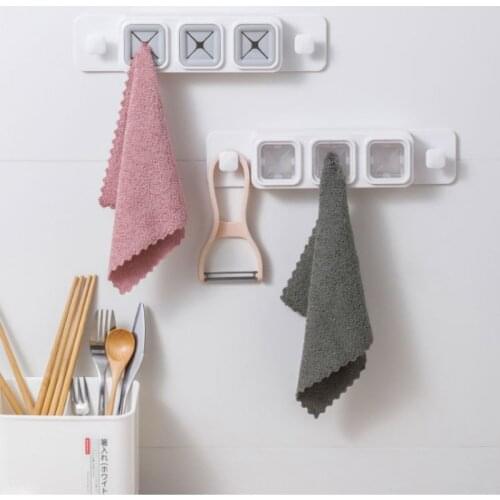 3holes Home Kitchen Hook Washing Cloth Storage Kitchen Towel Holder Organizer Wall Hooks Housekeeper On Wall Bathroom Towel Hook