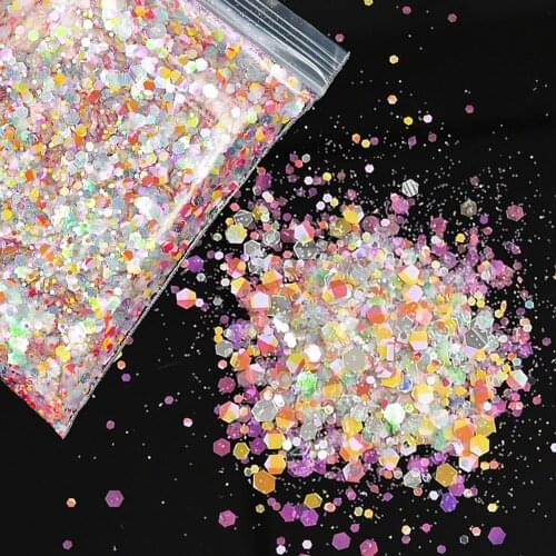 50g 1 Bag Nails Art Glitter Sequins Shiny Flakes Holographic Nail Accesoires Decorations Spangles Nail Sparkly Paillette Tr#073