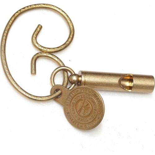 EDC Brass Keychains Pure Copper Multi Tools Outdoor Whistle Retro Handmade Creative Key Ring Portable Buckle High Quality