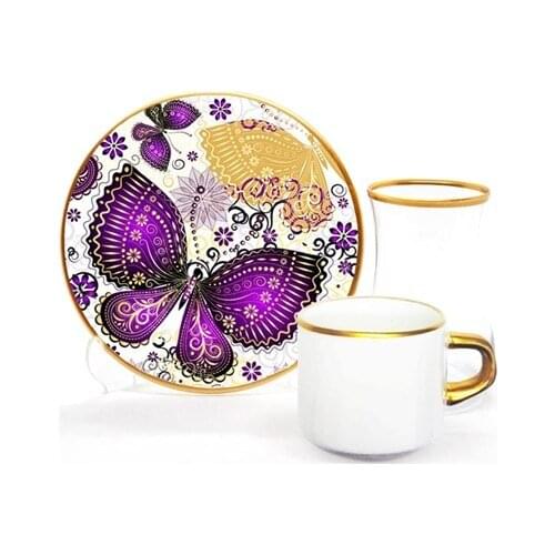 Drop Focus Tea Coffee Set 18 Pieces Butterfly Gold