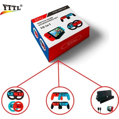 YTTL 10in1 For Nintend Switch Holder Steering-wheels Joy-con Handle Grips Charger Stand For Nintend Switch NS