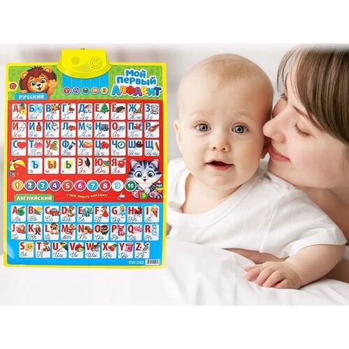 Russian Alphabet Letter Talking Poster Kid Sound Animal Wall Paper Early Education Children Language Learning Toys Machine Baby