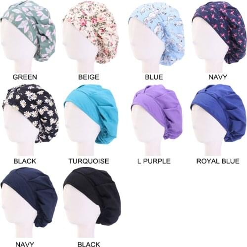 Cotton Print Hair Cap Mens And Womens Round Scarf Staff Dust-Proof Head Cover Bouffant Hat Bandage Adjustable