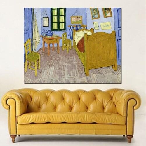 JQHYART Artists Vincent Van Gogh Bedroom In Arles, Canvas Art Print Painting Poster, Wall Picture For Home Decor No Frame