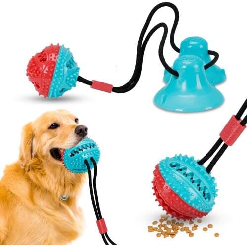 Double Suction Cup Dog Toys Molar Cleaners with Food Dispensing Function Dog Chew Toy for Teeth Cleaning Dog Puppy Supplies
