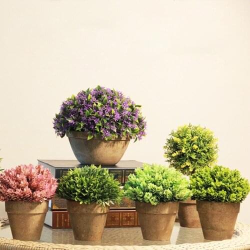 Faux Potted Plant Beautiful Realistic Nice-looking Faux Green Plastic Potted Plant Imitation Bonsai for Household
