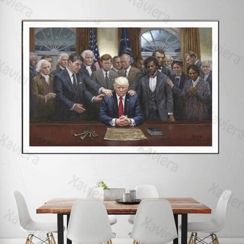 Historical Figures Pray for Donald Trump On Canvas Painting American President Vintage Art Poster Living Room Decoration Picture