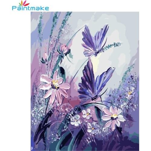 Paintmake Flowers DIY Paint By Numbers Oil Painting On Canvas Butterfly Home Decoration Paintings Art Picture For Kids