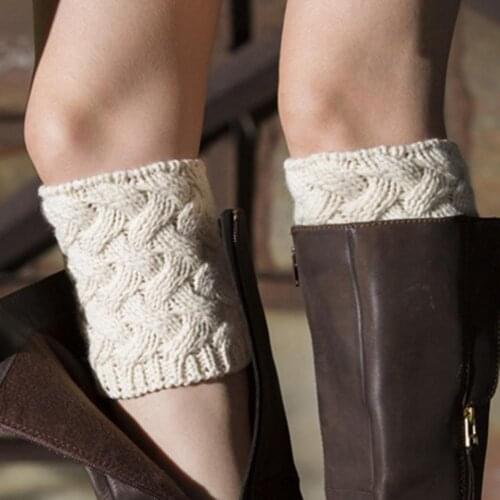 Short Thickened Bamboo Woven Flower Pattern Christmas Boot Leg Warmers Socks