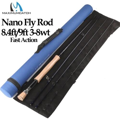 Maximumcatch Nano 3/4/5/6/7/8wt 4pcs Fast Action Fly rod 8.4ft/9ft IM12 Carbon Fiber Fly fishing Rod with Cordura tube