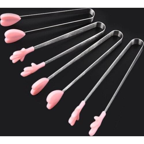 Cartoon kitchen tools silicone ice clamps stainless steel mini food clamps