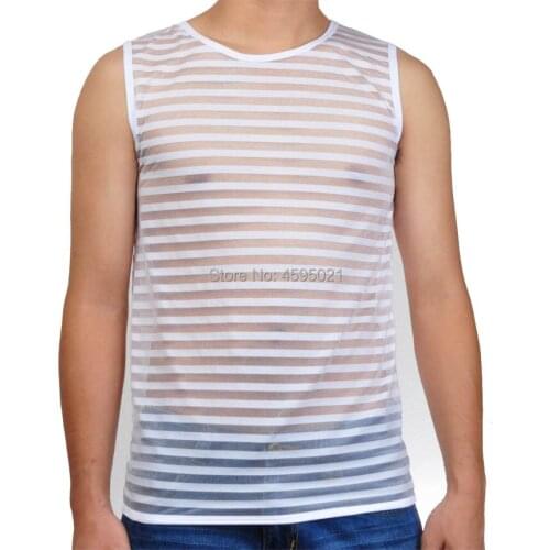 Mens Tank Tops Shirt Transparent Vest See Through Mesh Singlets Man Clothes Undershirts Vest Tank Tops