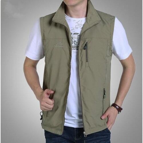 Casual Mens Vest Zipper Jackets Sleeveless Male Photography Fishing Military Mens Tourism Drift Vests