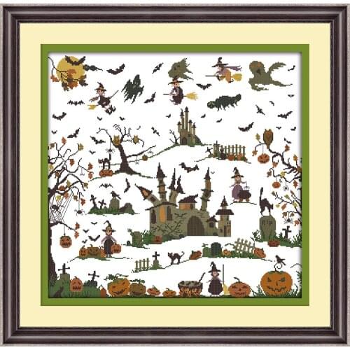 The witch castle cross stitch kit DIY hand embroidery set craft handmade needlework cross-stitching DMC color Dreamfounder