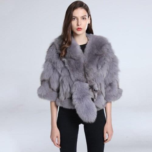 New Winter 100% Real Fox Fur Coat Genuine Fox Fur Natural Fur Short Cape Shawl Coat for Women Outdoor Fur Coat Luxury
