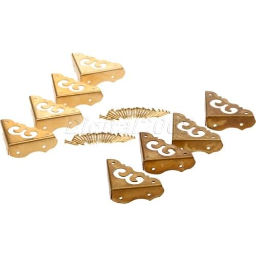 New 4pcs Plain Brass/Antique Copper Hardware Trunk Side Plate for Cabinet Trunk Jewelry Box Chest 3*3*3cm