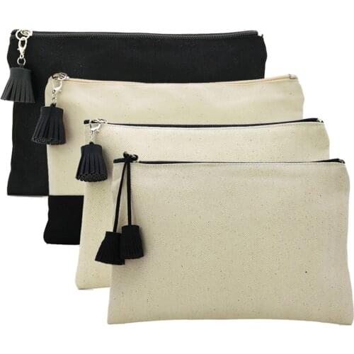 Oivefeet,4pcs 16oz Plain Nature Cotton Canvas Cosmetic Bag Travel Toiletry