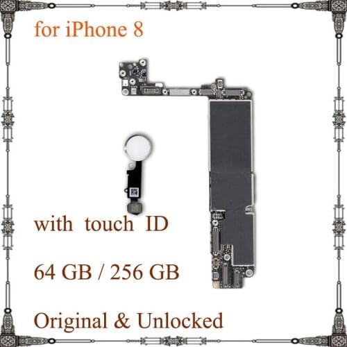 Original Motherboard for iphone 8 High quality tested 64GB 256GB Factory Unlocked Mainboard with / without touch ID logic board