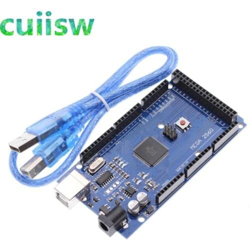 Cuiisw Mega 2560 R3 Mega2560 REV3 ATmega2560-16AU Board + USB Cable compatible for arduino