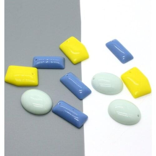 10pcs Simple Solid Color Irregular Ellipse Resin Charms Diy Geometric Pendants For Earrings Ear Drops Handmade Jewelry Accessory