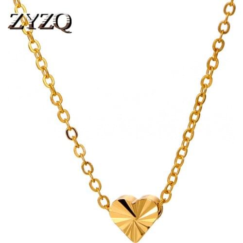 ZYZQ Vintage Love Heart Hanging Women Necklace Temperament Copper Clavicle Chain Birthday Gift For Girlfriend