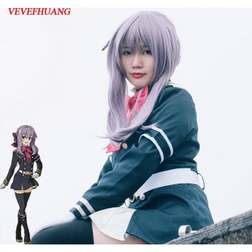 Seraph Of The End Hiiragi Shinoa High Quality Heat Resistant Synthetic Wig Light Purple Sexy Synthetic Hair Cosplay Wigs