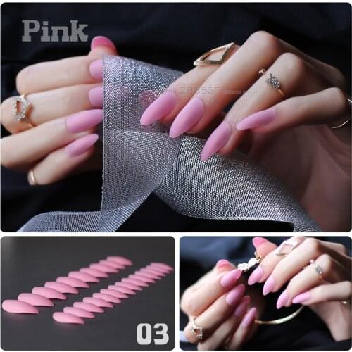 Pink Full False nails Comfortable Matte nails Pointed Stiletto end product mountain peak Designs Pure complete set Nail Tips
