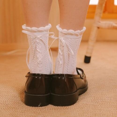 Women Ruffle Lace Socks Lolita Low Cut Short Socks Middle Tubes Cosplay Costumes Accessories Lace Socks Sweet Girls Hosiery