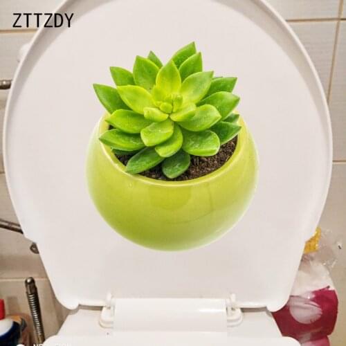 ZTTZDY 19.7×23.8CM Lovely Succulent Pot Kids Room Wall Decoration Fresh Plants Toilet WC Sticker T6-0064
