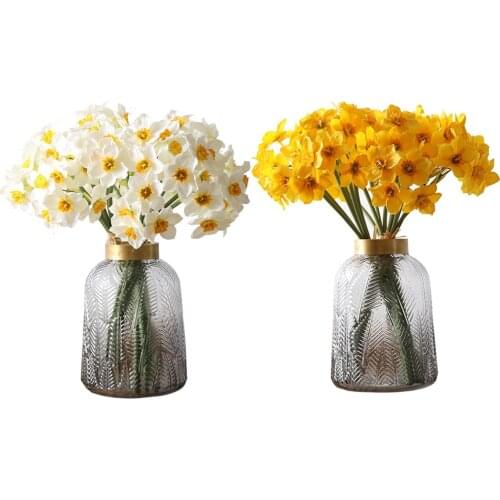 1 Bunch Artificial Simulation Narcissus Home Room Flower Living Room Window Decor Fake Daffodil Flowers Wedding Party Decoration