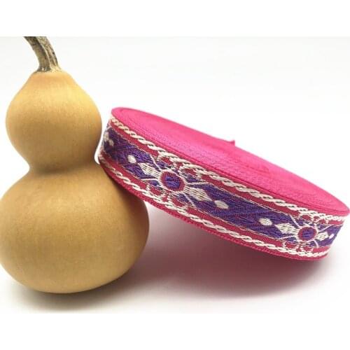 10Yards 16mm 5/8" DIY Bow Craft Decor Wedding Party Decoration Floral Embroidery Woven Jacquard Pink Ribbon Gift Wrapping