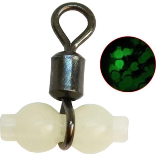 200pcs/lot Luminous Rolling Swivels Fishing Swivels Sea Fishing Accessories Hook Connector Rolling Swivels 3-way Swivels