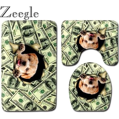 Zeegle 3pcs Toilet Set Anti Slip Toilet Pedestal Rug Flannel Soft Foot Mat Toilet Seat Cover Mat Absorbent Soft Bath Mat Set