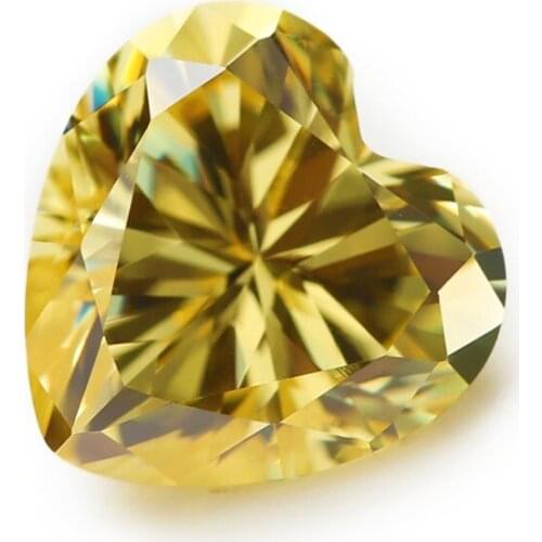 50PCS 3x3~15x15mm Heart Shape Loose CZ Stone Golden Yellow Color AAAAA Cubic zirconia Synthetic stone For Jewelry DIY Gems Stone