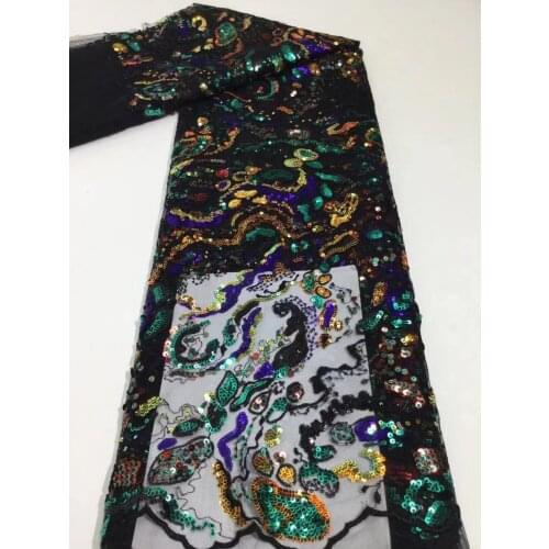 African lace french ZH-328887 lace fabric with sequins embroidery Net tulle Lace Fabirc for party dress