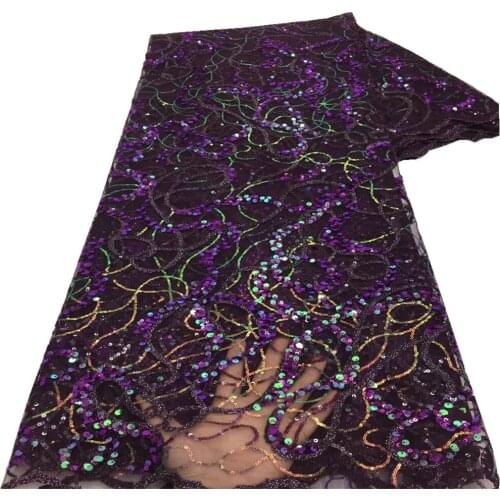 African Sequins Lace Fabric High Quality French Lace Fabric For Party Dress 5 yards Nigerian Lace Fabric XZ-225