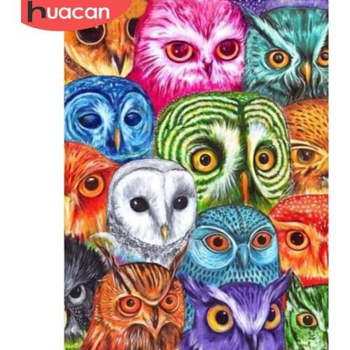 HUACAN 5d Diamond Painting Owl DIY Mosaic Rhinestones Pictures Full Square/Round Drill Diamond Embroidery Sale Animal Home Decor