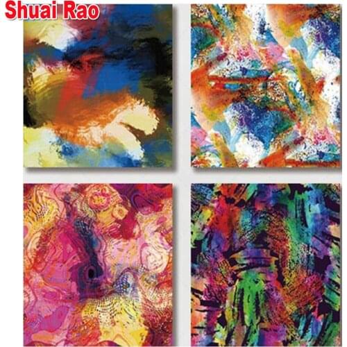 Diamond Painting Complete Novelty,Abstract Bright Art 4 Pcs Diamant Embroidery Sale 5d Diy Diamond Mosaic Rhinestone