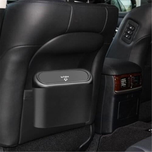 Car Trash Bin Hanging Vehicle Garbage Dust Case Storage Box Black Abs Multifunctional Dustbin Trash Can Auto Interior Accessorie