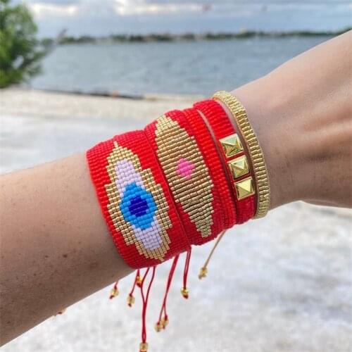 Rttooas Evil Eye MiYuki Bracelet Bohemian Ladies Fashion Exquisite Jewelry Bracelet Set HandWoven Rope Friendship Gift Wholesale
