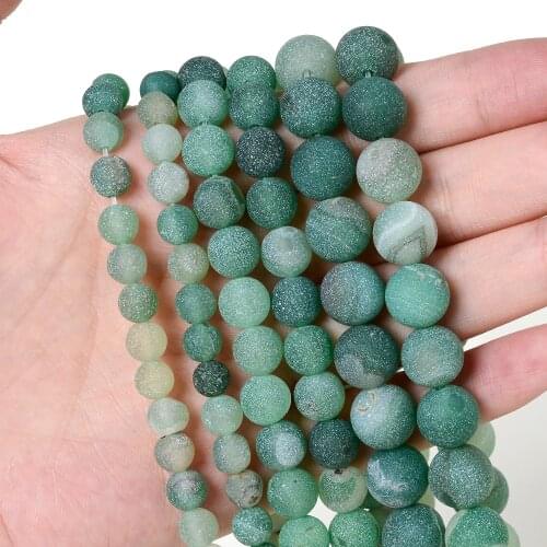 Natural Stone Beads Green Matte Agates Beads Round Beads for Jewelry Making DIY Bracelet Necklace Accessories 4/6/8/10mm