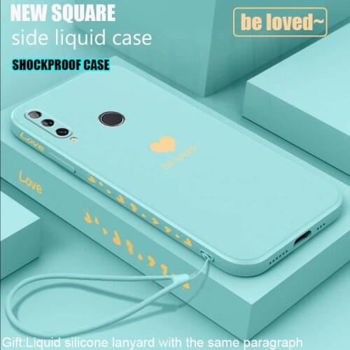 For Huawei Y9S Y7 Pro Y9 Prime 2019 Honor View 20 10 40 30 Pro Phone Case BeLove Heart Side Printing Square Liquid Silicon Cover