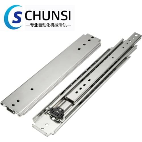 CHUNSI Heavy Duty Slide Rail With Lock 76mm Width 3 Folds Ball Bearing Telescopic Full Extension Industrial Drawer Slides