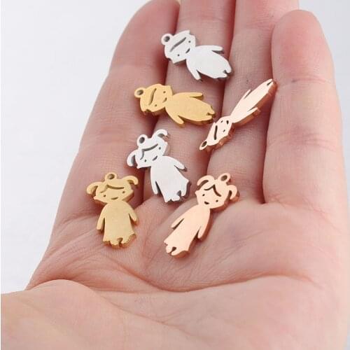 DIY jewelry making 5pcs 20mm mirror polished stainless steel boy girl pendant for bracelet/necklace/keychain accessories lovers