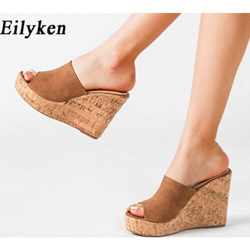 Eilyken 2021 New Summer Woman Shoes High Heel Platform Wedge Slippers Fashion Casual Slides Ladies Peep Toe Gladiator Sandals