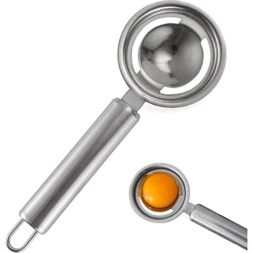 Kapmore 1pc Stainless Steel Egg Separator With Long Handle Metal Egg Yolk Separator Egg Tools Accessories Kitchen Tools
